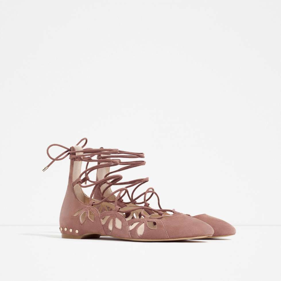 Ballerine lace-up rosa