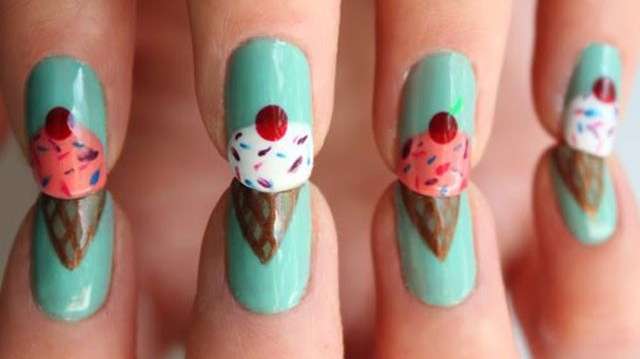 Nail art color Tiffany con gelati