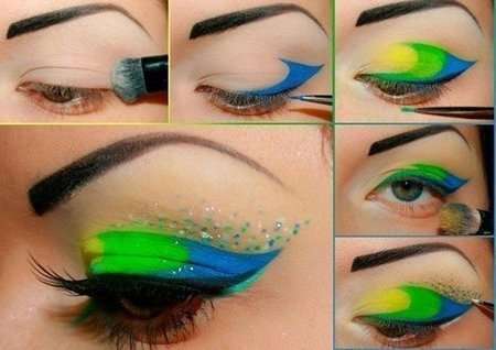 Makeup verde, giallo e blu ispirato alle Olimpiadi