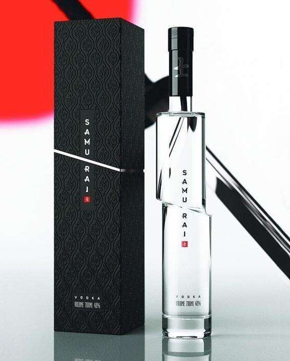 Il packaging della vodka Samurai