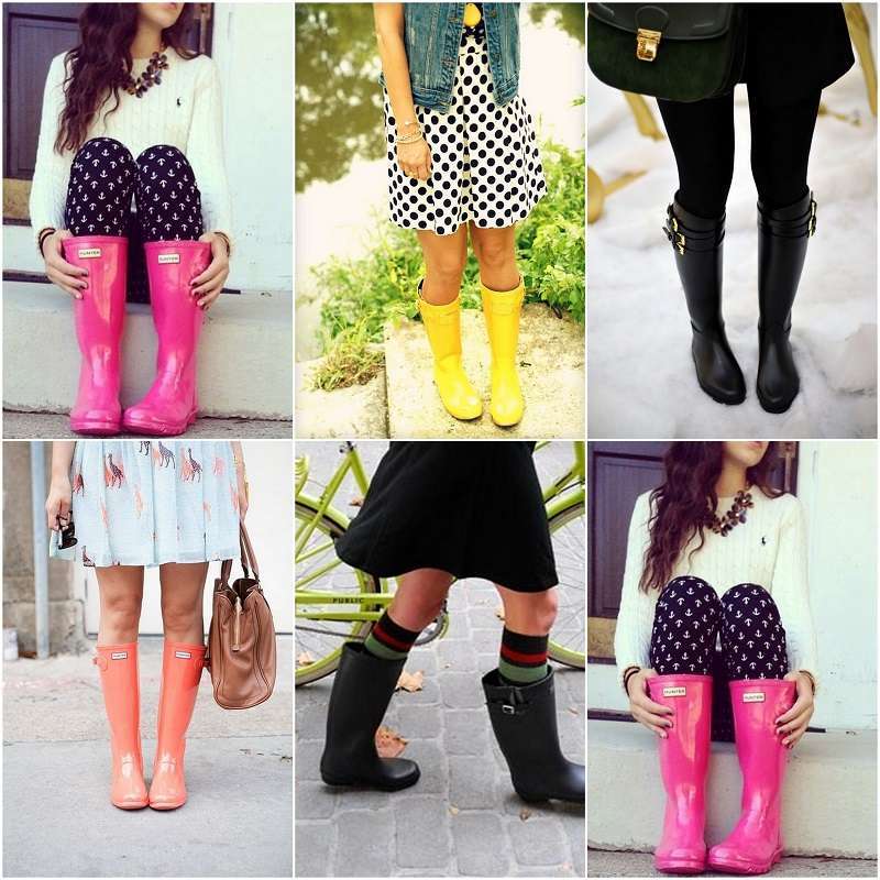 Look con stivali da pioggia colorati