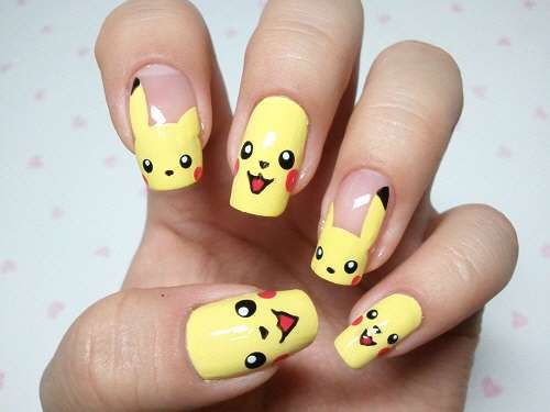 Nail art Kawaii di Pikachu