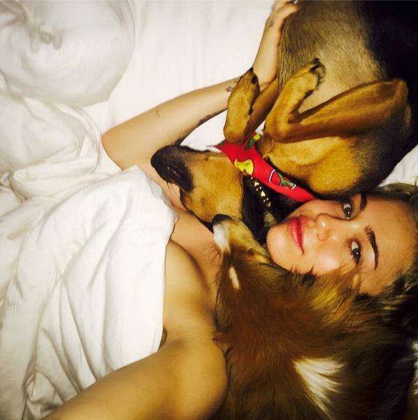 Miley Cyrus con il cane Emu