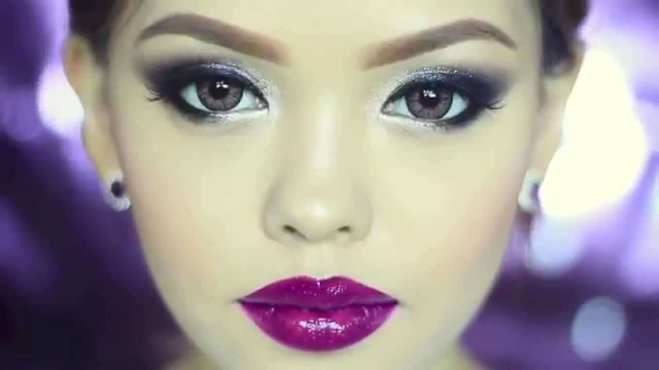 Makeup con lipgloss viola