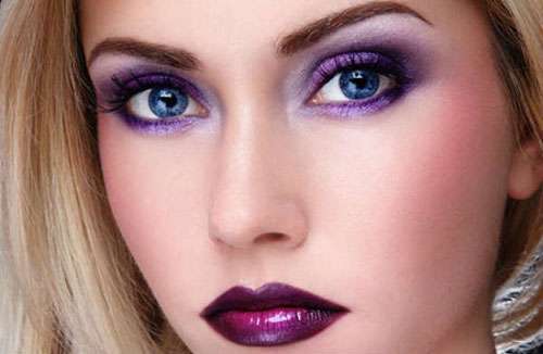 Makeup viola per occhi e labbra