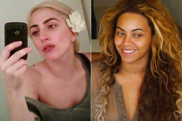Lady Gaga e Beyonce senza trucco