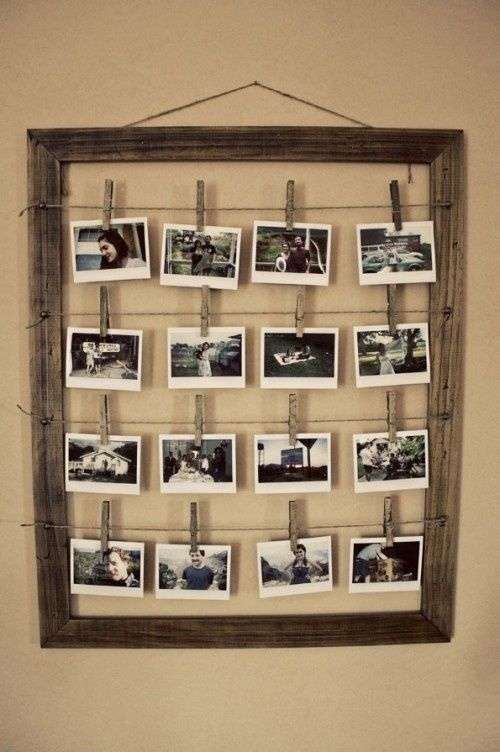 Cornice di legno e collage di foto